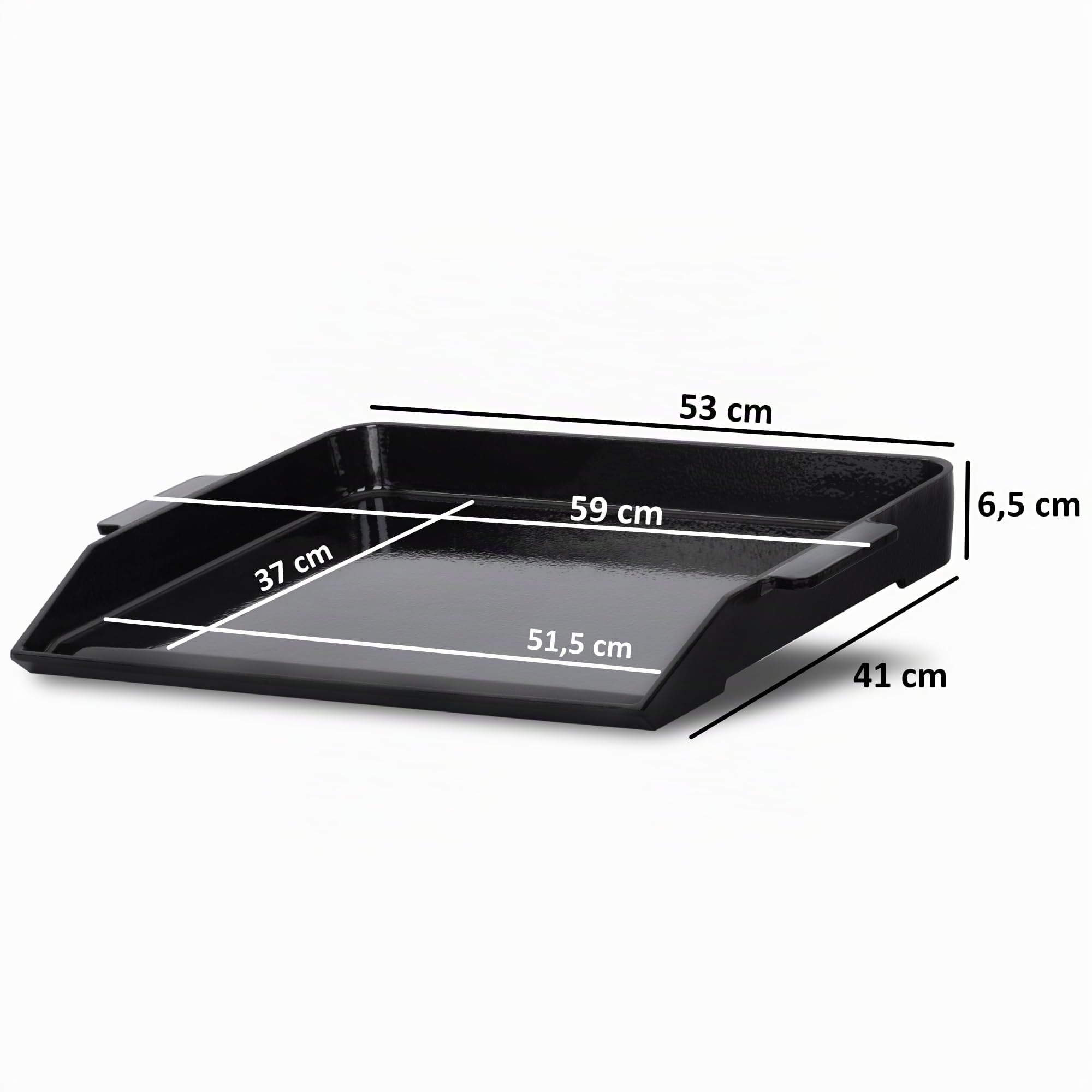 BBQ-Toro Piastra barbecue in ghisa smaltata | 59 x 41 cm | BBQ plancha | rettangolare, universale e solida | piastra per grigliare a carbonella e a gas, accessori per barbecue, padella per grigliare