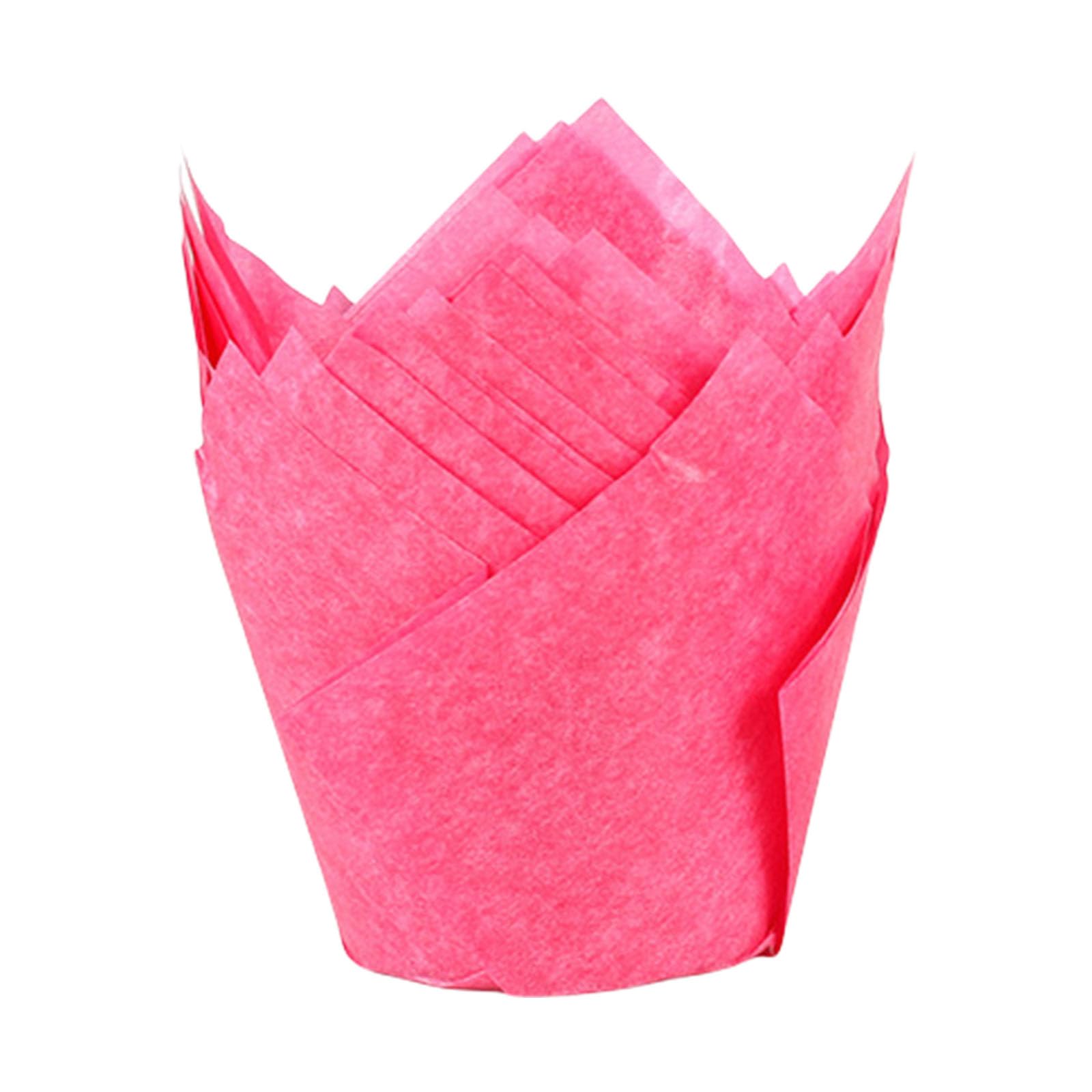 MICFENY 50Pcs Sophisticated Tulips Muffins Cases Greaseproof Cupcake Liners for Baking Christmas Wedding Birthday Party