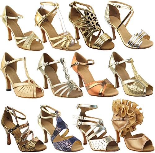 GP 50 Shades of Gold Dance Dress Shoes for Women:S92307:Gold Flower & Gold:PG-2.5" Heel:Size 9