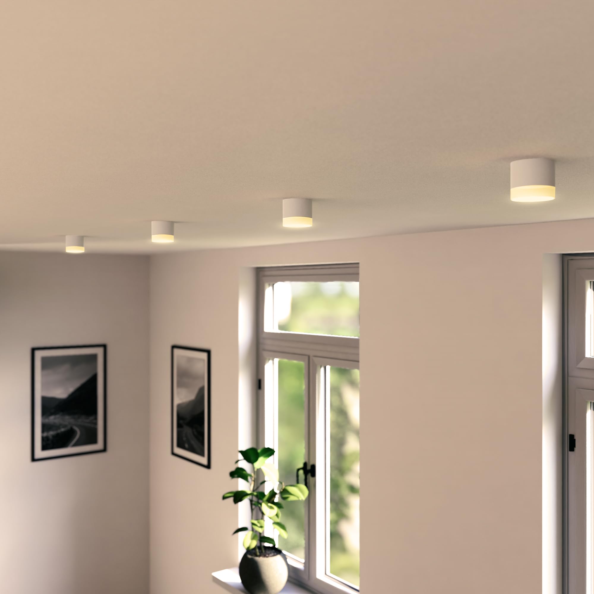 SSC-LUXon VORA Aufbaulampe weiß 4er Set 3 Lichtfarben Leuchtrand 230V LED