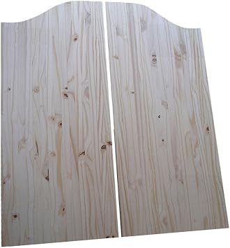 Cafe Doors by Cafe Doors Emporium | Knotty-Pine Flush Style | Premade for 32" W Finished Opening | Saloon Western Style Swinging Bar Cafe Door | Includes Heavy Duty Brass Finish Gravity Pivot Hinges