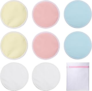 SYEYCW 8 Piezas Discos de Lactancia, Discos Absorbentes Lavables, Reutilizable Orgánico Bambú Algodón Almohadillas de Lactancia con Bolsa de Lavandería, Hipoalergénico para Amamantamiento