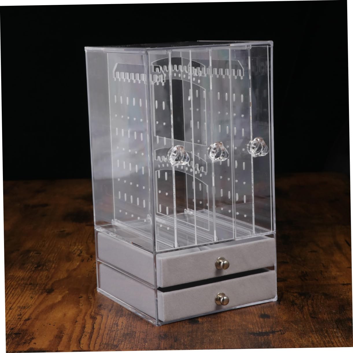 COLLBATH Estante De Exhibición De Joyas Para Aretes Caja De Almacenamiento De Acrílico Con 2 Cajones Para Uso En Tiendas De Collares Pulseras Y Joyas