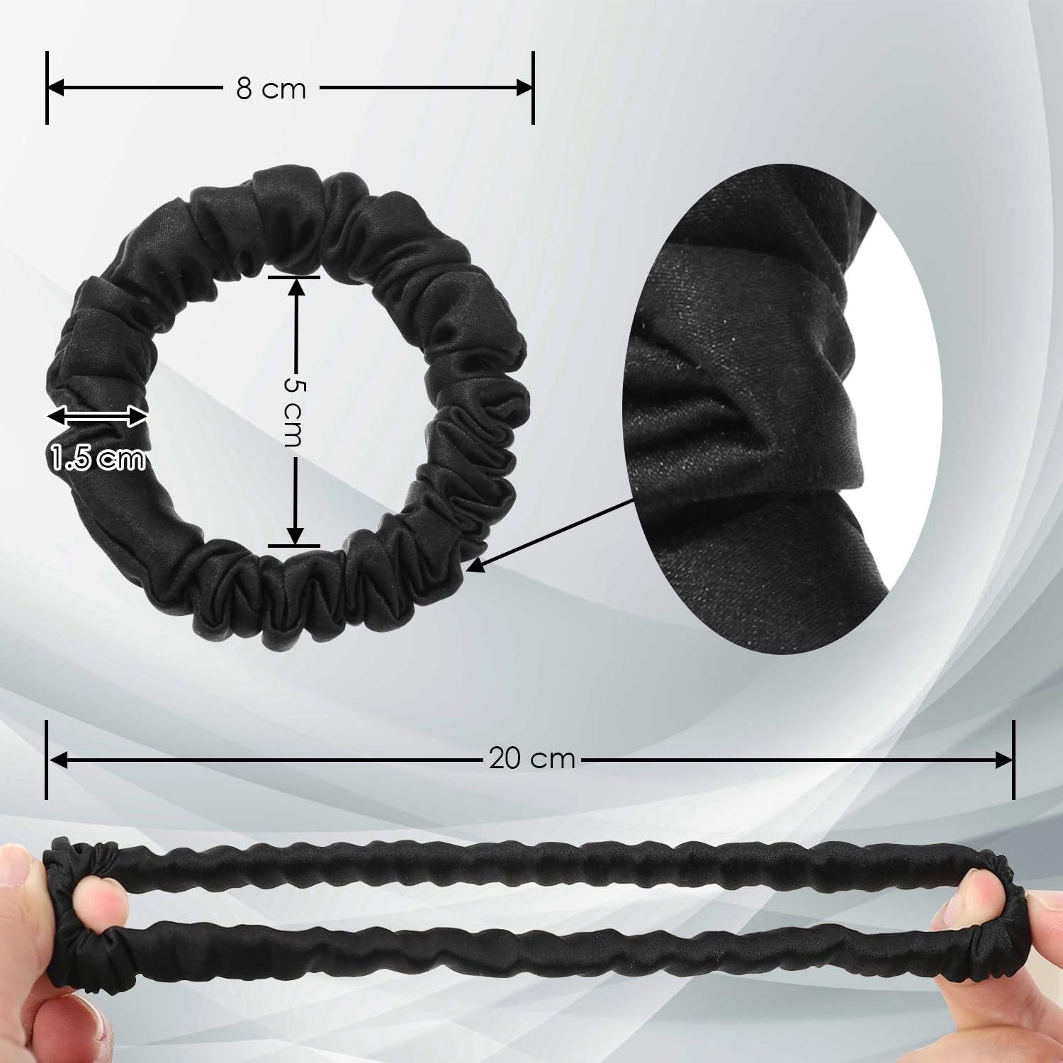 Michooyel 3Pack Mini Małe Jedwabne Scrunchies Do Włosów 100% Czyste Jedwabne Krawaty do Włosów z Mulberry, Elastyczne uchwyty na ogon koni, Krawaty do włosów bez uszkodzeń 1,5 cm