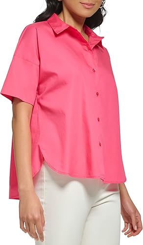 Miniatura 2 de Calvin Klein Blusa de manga corta con botones de popelina para mujer