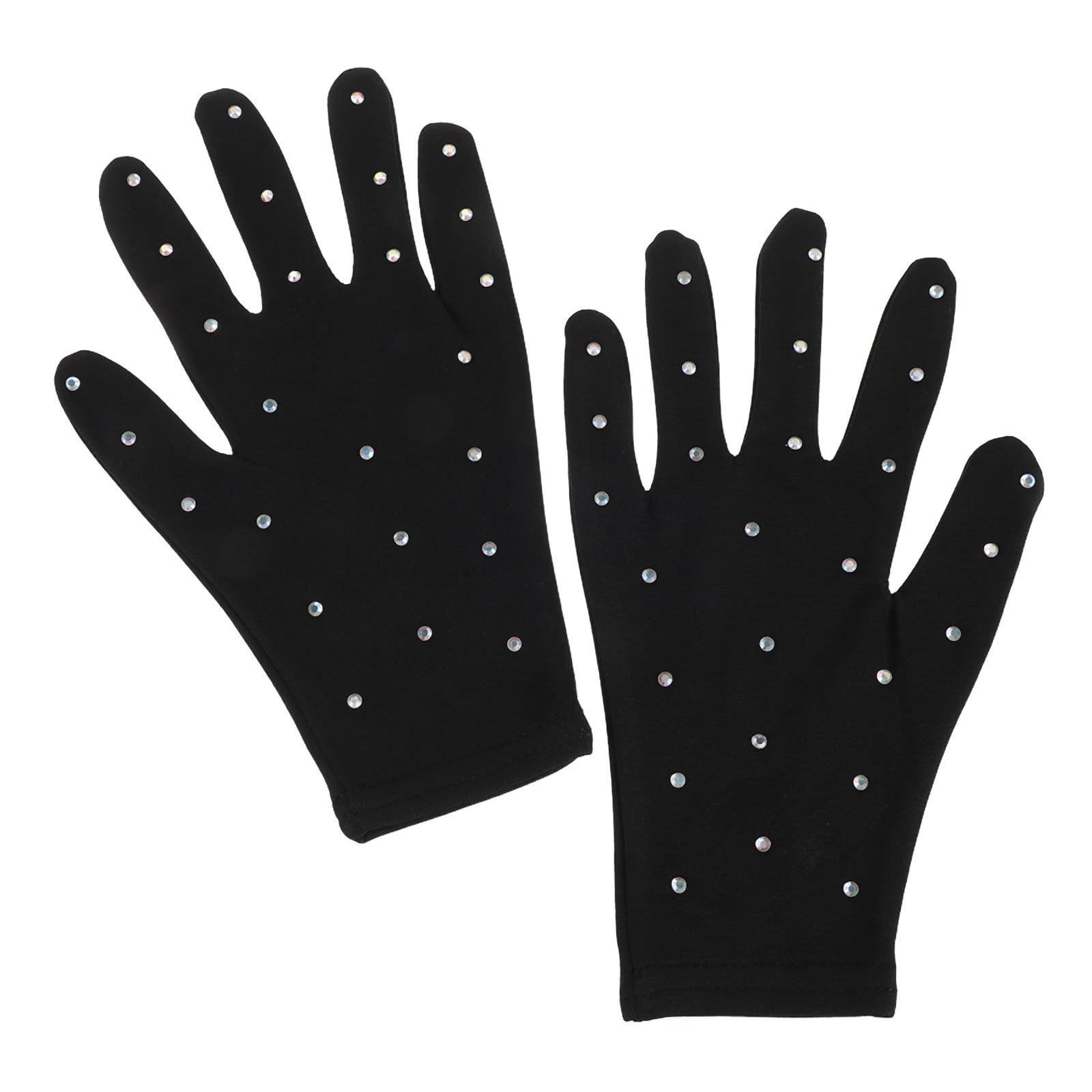 Guantes de patinaje artístico con gemas brillantes y protección elástica para niñas 8