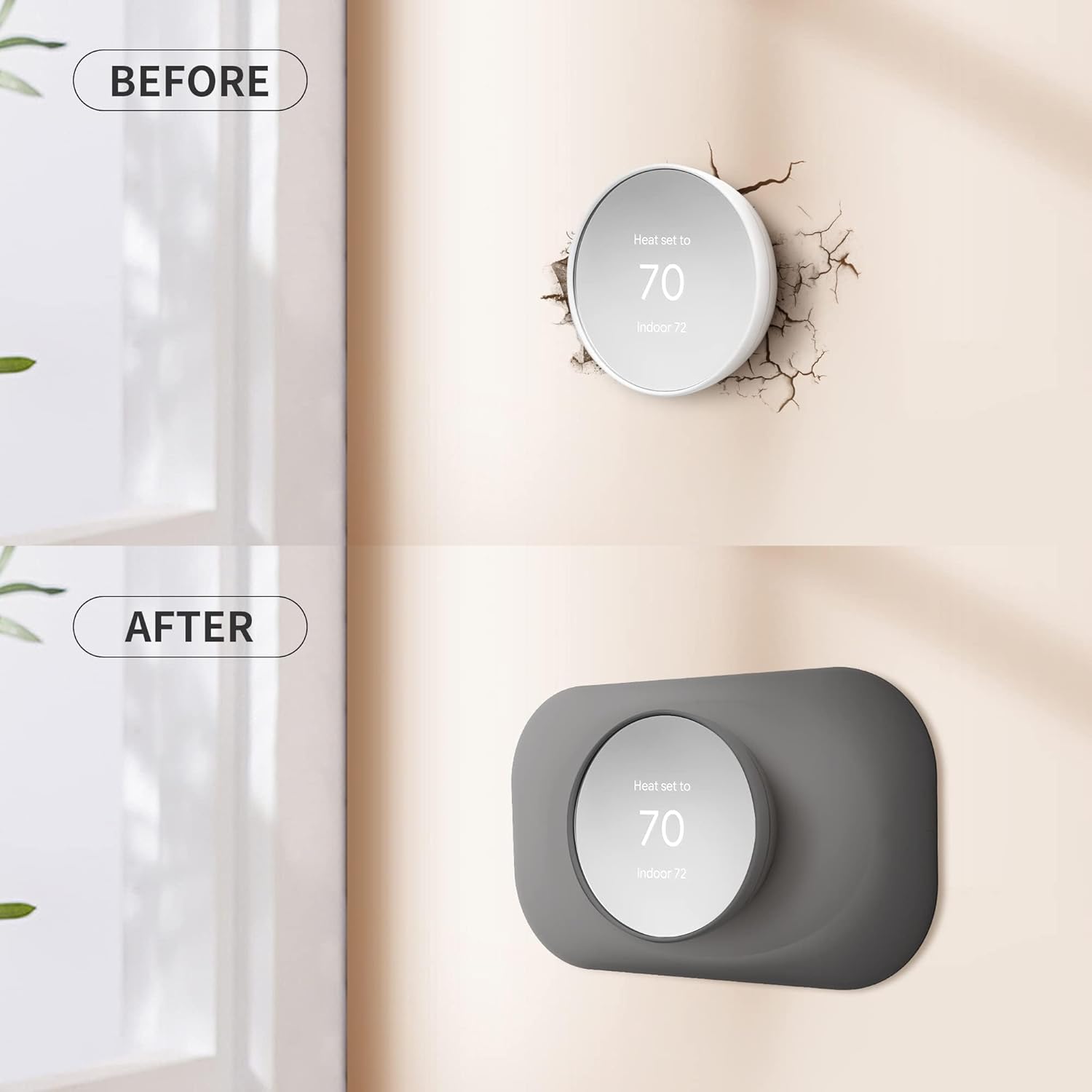 Compatible with Google Thermostat 2020 Wall Plate Cover - Petrichor Nest Thermostat Trim Kit, Made for Google Nest Thermostat 2020, Cover Imperfections Easy to Install - Charcoal（2 Pack）