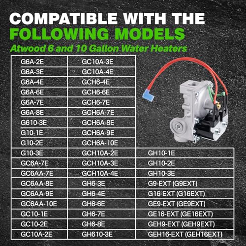 Image of RV Water Heater Gas Solenoid Valve Compatible with Atwood 6 & 10 Gallon Water Heaters, Fits GC6AA-10E GC10A-4E G6A-8E G6A-6E, Replaces 93844 93321 92078