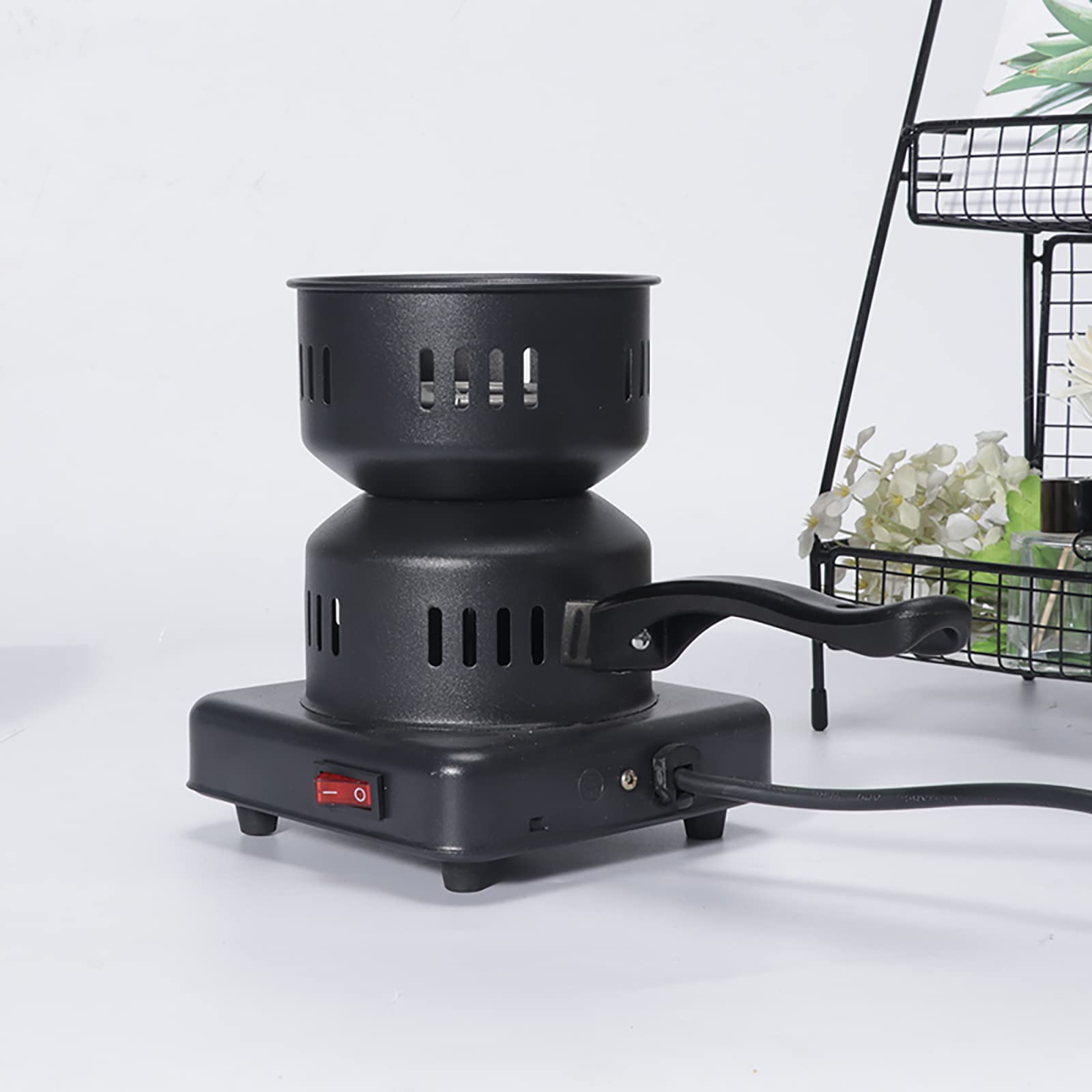Quemador eléctrico de carbón vegetal de acero inoxidable de 100 W con mango desmontable, calentamiento rápido para acampar al aire libre y barbacoa