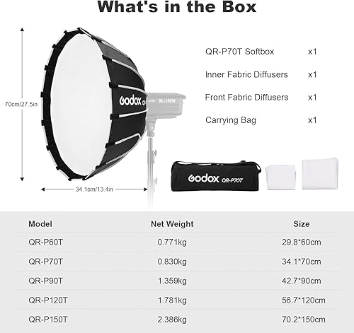 Vista 15 de Godox QR-P60T Rejilla de softbox (23.6 pulgadas, cuadrícula)