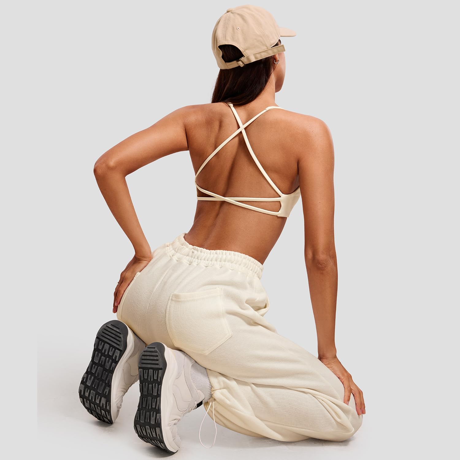 VANTONIA Reggiseno sportivo da donna Butterluxe con spalline incrociate sul retro incrociato sul davanti reggiseno sportivo senza schienale reggiseno da allenamento reggiseno Lily