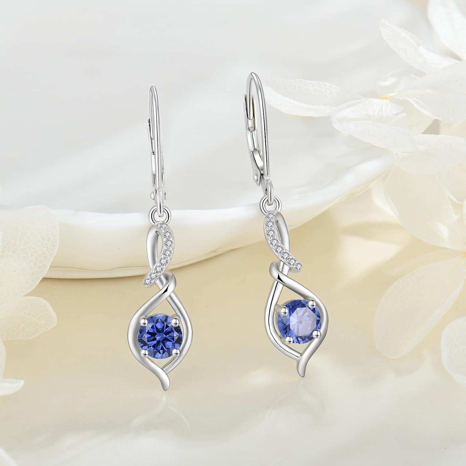 Infinity Leverback Earrings 925 Sterling Silver Cubic Zirconia Earrings Dangle Drop Earrings Birthday Christmas Anniversary Jewelry Gift for Women
