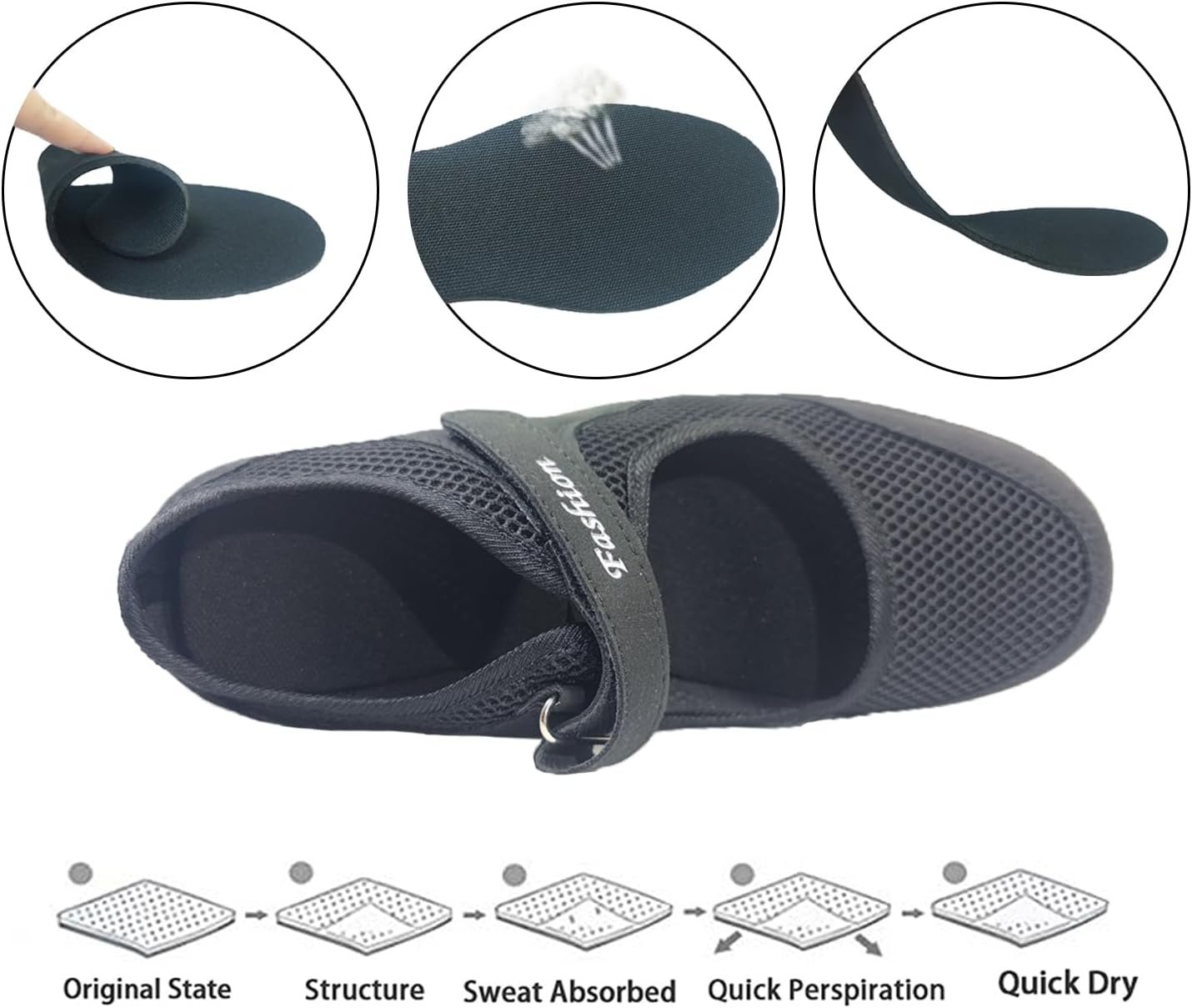 YSMIIH Womens Walking Mary Jane Wedges Sneaker Hook and Loop Comfort Nurse Shoes Casual Rockers - Image 5