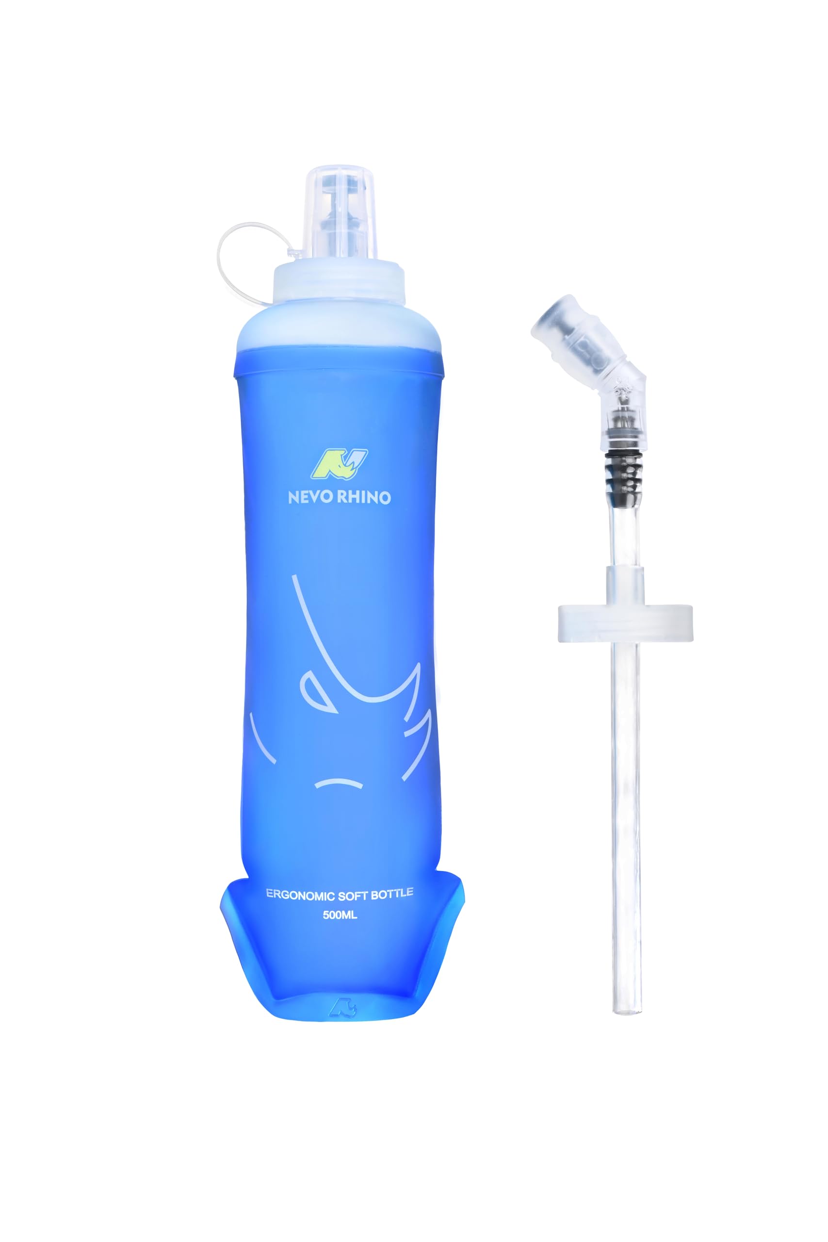 N NEVO RHINO 17oz/500ml TPU Running Water Bottle with Straw for