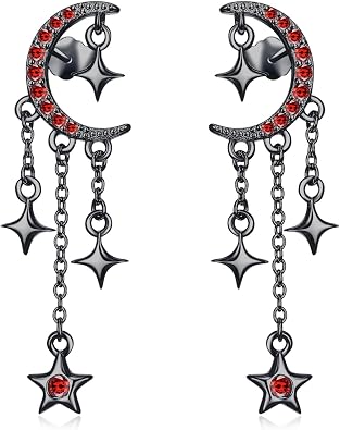 OHAYOO Sun Moon Star Earrings 925 Sterling Silver Celtic Knot Stud Earrings with Cubic Zirconia, Moonstone & Turquoise, Tassel Dangle Earrings for Women