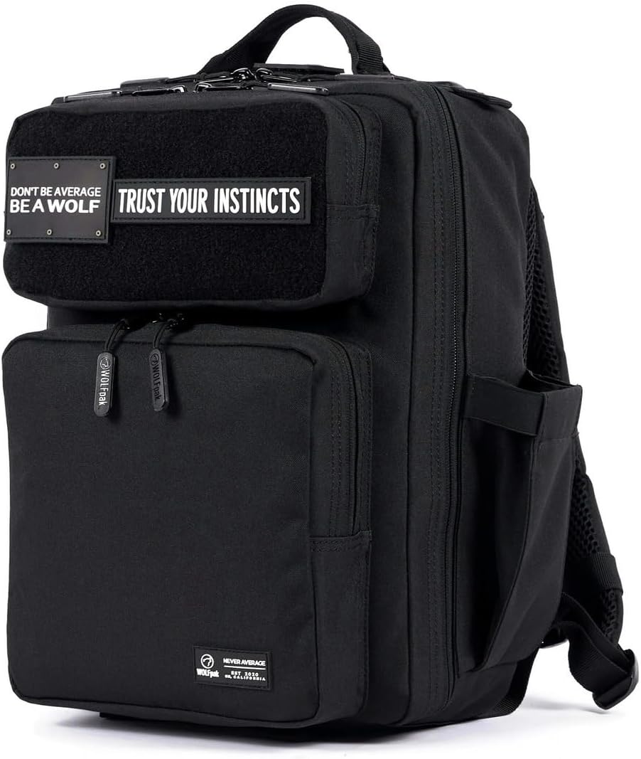 WOLFpak 15L Slim Tactical Gym Backpack - Durable 1000D Waterproof Oxford Material | Minimalist Daypack w/Laptop Pocket & Dual Cup Holders | Great for Travel & Everday Carry | (Alpha Black) - Image 5