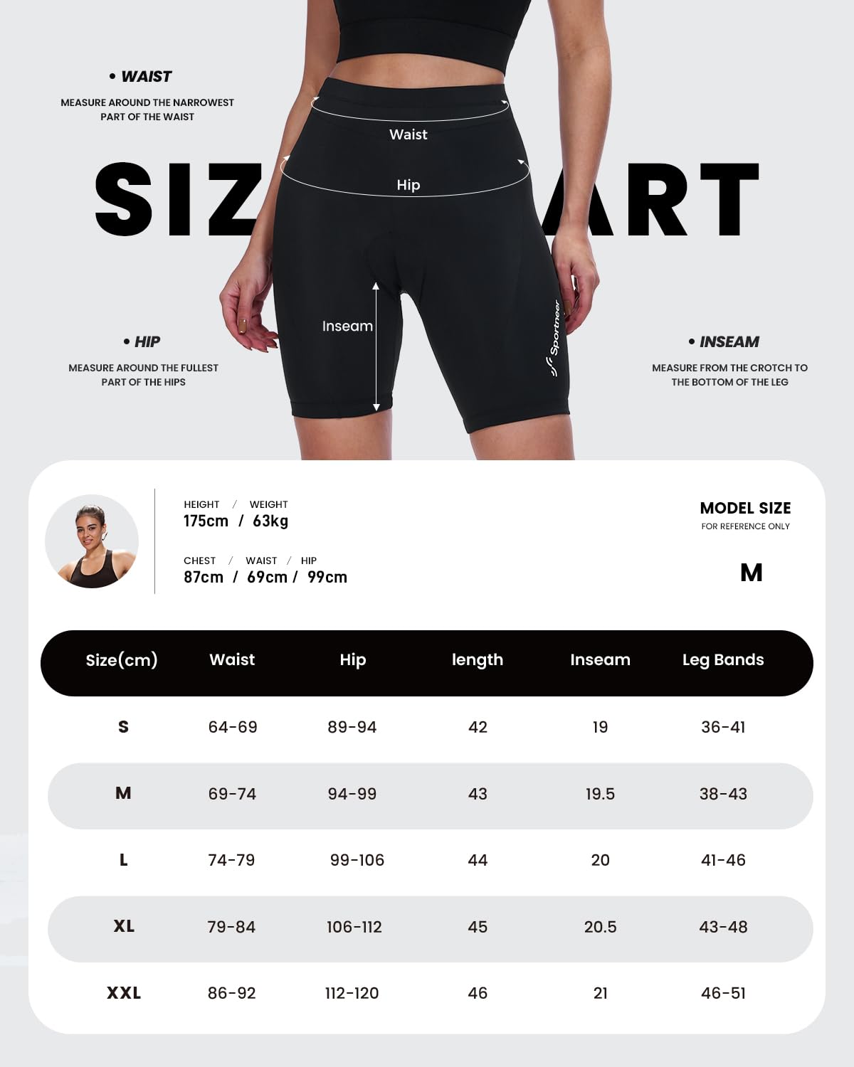Sportneer Pantaloncini da Ciclismo da Donna, Imbottiti, ad Asciugatura Rapida, Elasticizzati, con Imbottitura 4D, Pantaloncini Sportivi Corti da Donna, con Imbottitura più Ampia e densa