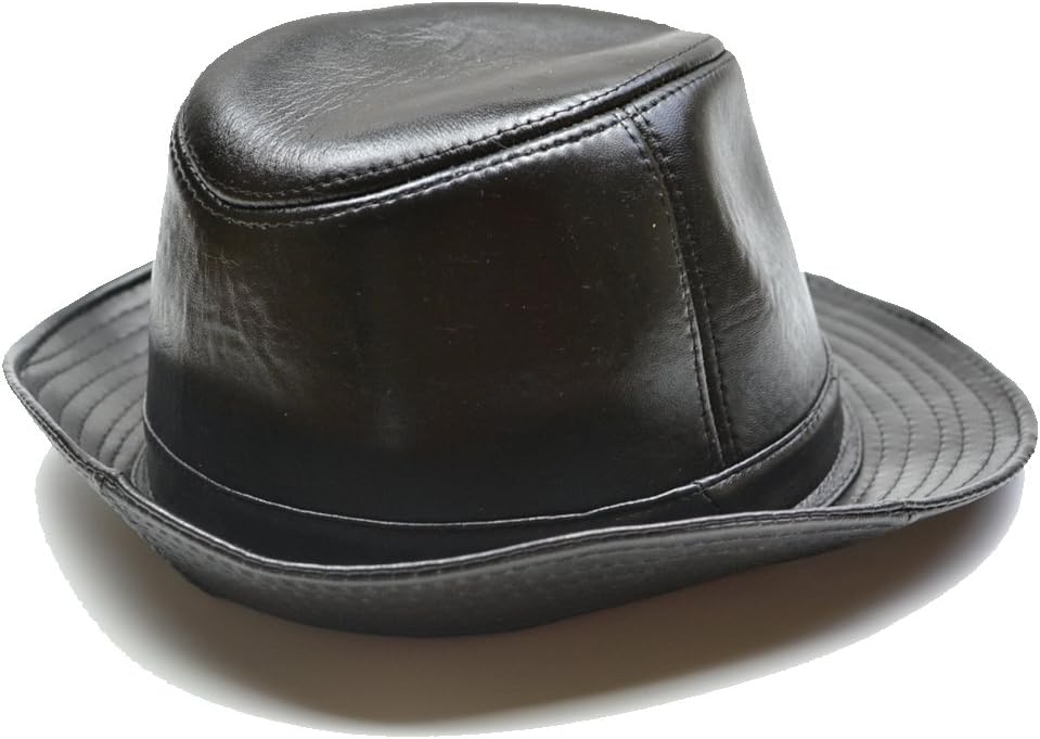 Men's Genuine Leather Fedora Porkpie Hat