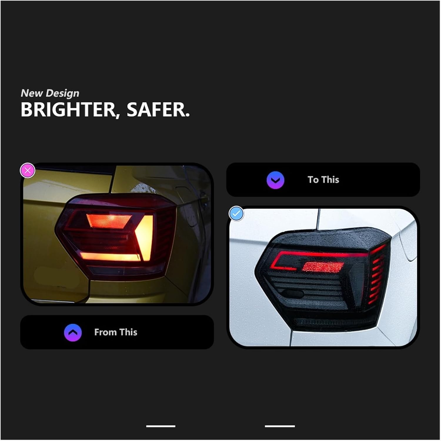 Car Taillight Compatible for Polo 2019-2022 Rear Dynamic Tail Light Assembly(Black One Set)