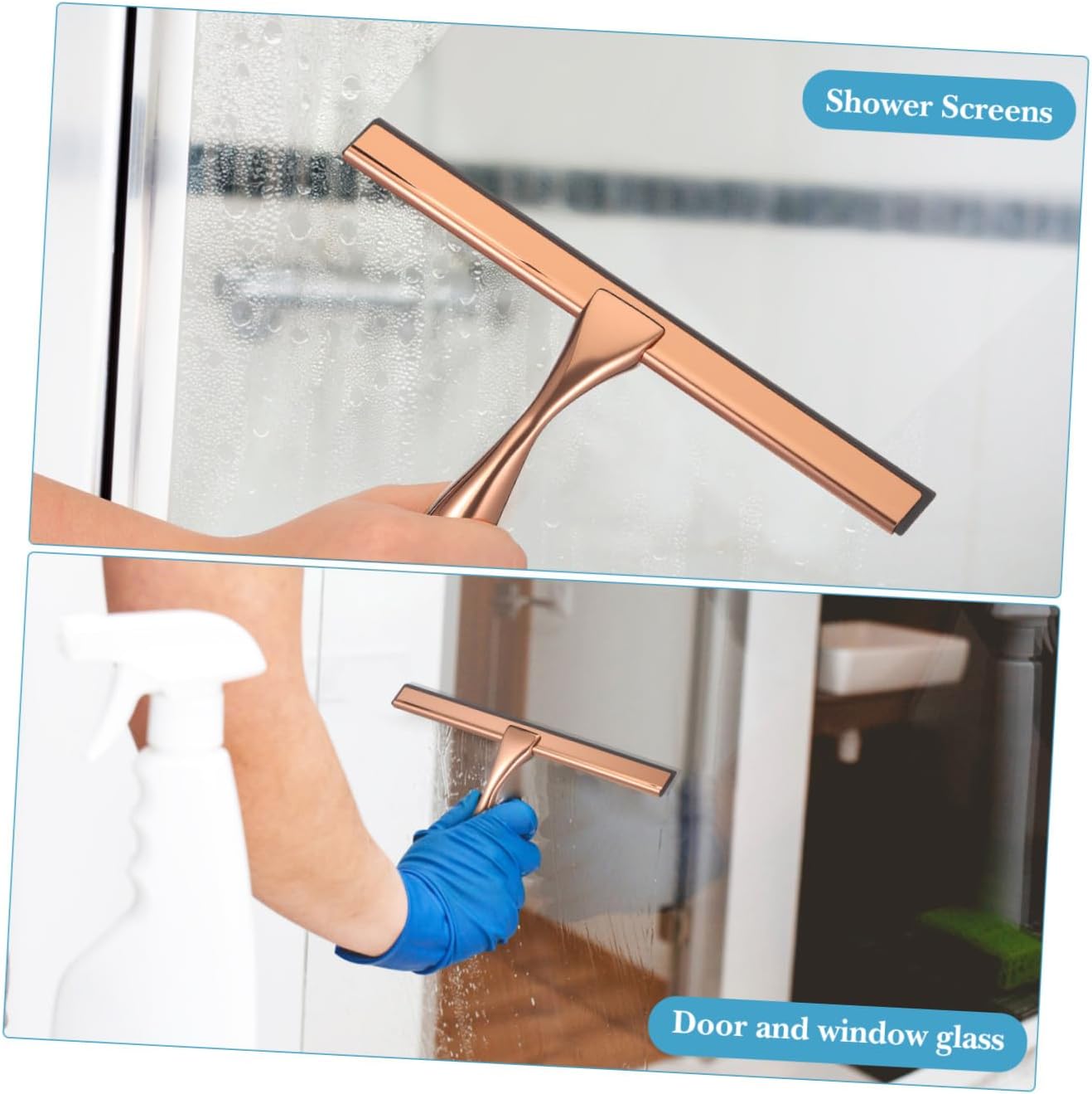 Ipetboom Bathroom Glass Squeegee Tool Shower Car Window Cleaning Non-Slip Handle Easy to Store Multipurpose