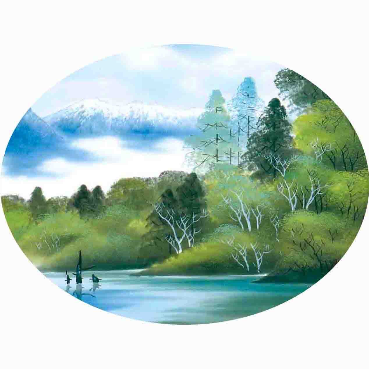 Amazon.co.jp: 福田栄光日本画額AS 「彩色山水」 : ホーム＆キッチン