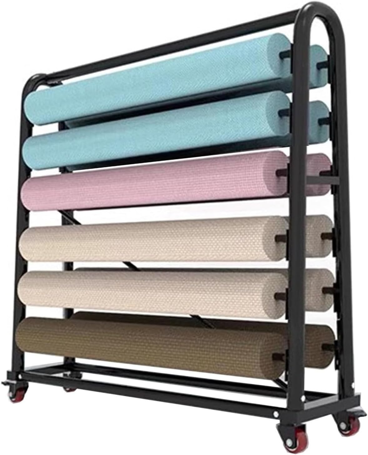 6-Tier Vinyl Wrap Fabric Storage Cart Rack, Rolling Double Sided Organizer Holder th Adjustable Hanging Rod,for Commercial/Car Repair Shops/Studios/Retail Display