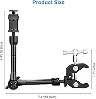 Vista 7 de FOMITO Brazo mágico articulado de 11 pulgadas + súper abrazadera para cámara DSLR Rig a monitor LCD, luz de video LED