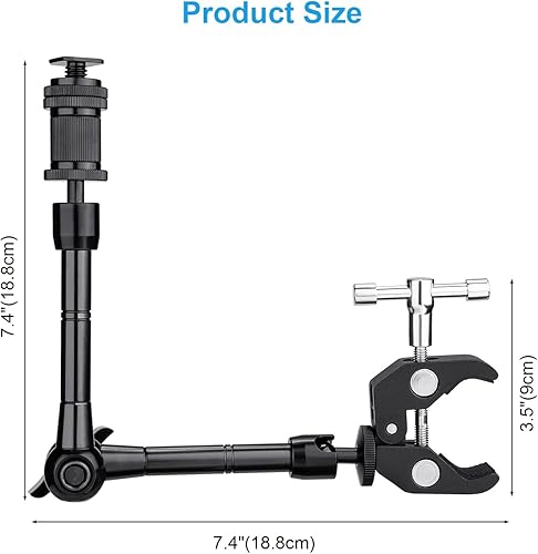 Miniatura 7 de FOMITO Brazo mágico articulado de 11 pulgadas + súper abrazadera para cámara DSLR Rig a monitor LCD, luz de video LED