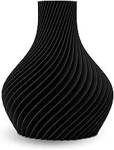 NATUMO Design 3D Vase Kunststoff „Bulba“– bruchsichere Blumenvase modern, Deko Vase mit skulpturaler Form (Schwarz, 18cm)