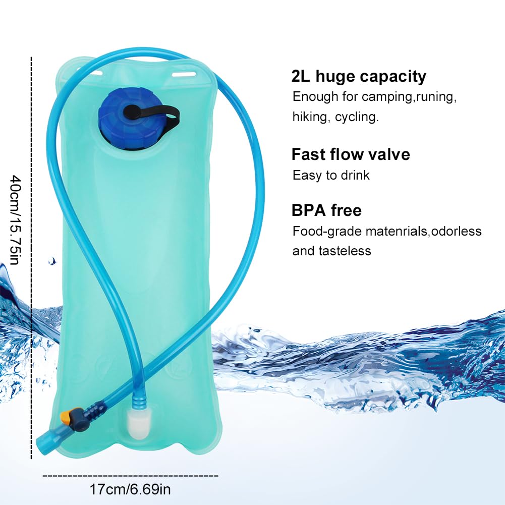 Bolsa De Agua para Mochila Hidratación,Bolsillo de Hidratación,2L Bolsillo de Agua,Bolsa de Agua Portátil,Vejiga de Hidratación,Bolsa de Agua para Exteriores,Trinkblase mit Schlauch