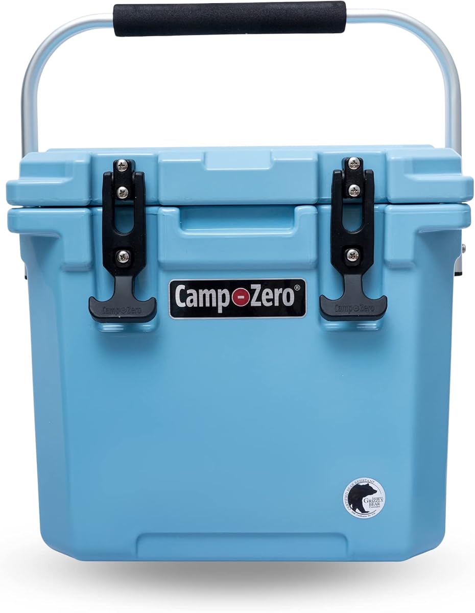 Cofre de hielo portátil de 12 litros a 12,6 cuartos, perfecto para bebidas, almuerzo, playa, picnics, paseos en bote, camping y viajes con 2 portavasos moldeados y mango de aluminio plegable