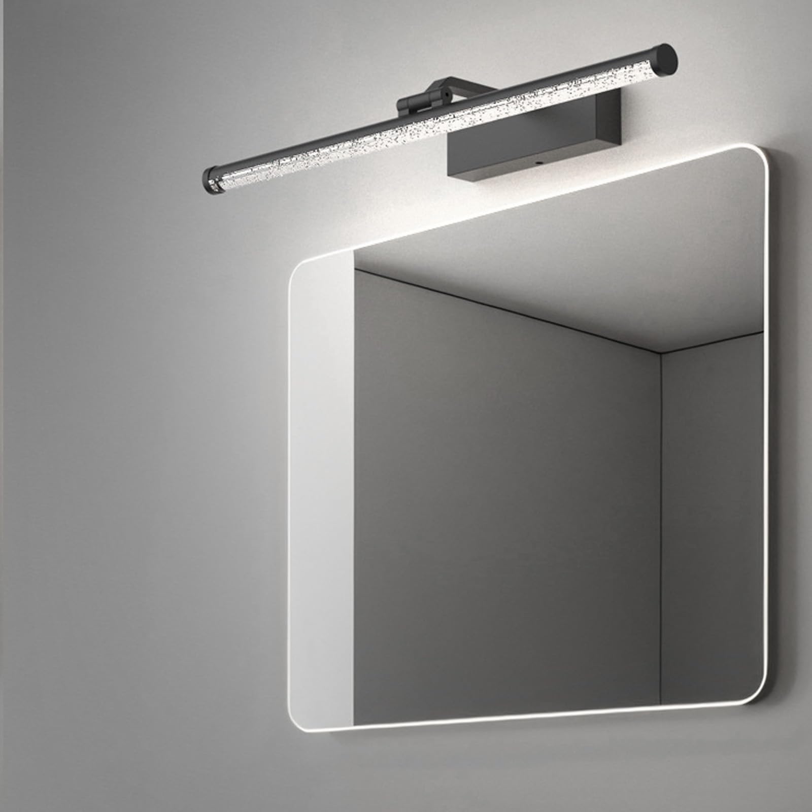 LED Wandleuchte mit Frontspiegel, 180° Schwenkbar, Langes Streifendesign, Moderne Acryl Innenbeleuchtung für Schlafzimmer, Bad und Badezimmer (Licht b