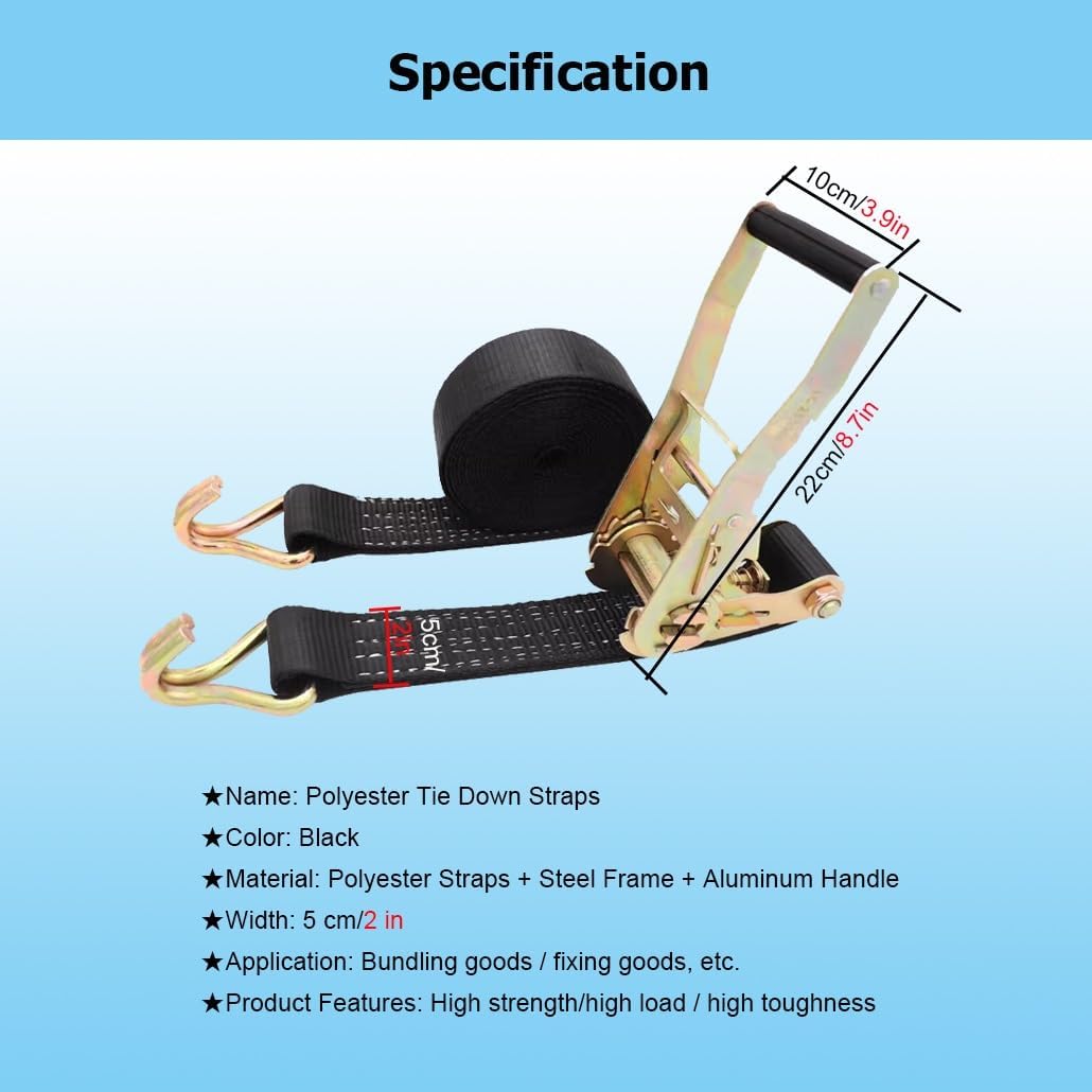 1 2 3 4 5 6 Packs Ratchet Straps Tie Downs, 3.3-65.6 Feet Long (111023lb Break Strength) Black Tie Down Straps for Truck, Trailer, Motorcycle, ATV, UTV, Cargo(1set,1m/3.3Ft)