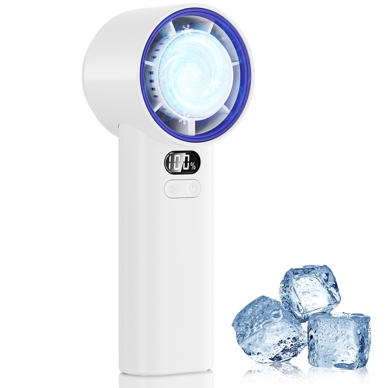 HandFan Ventola portatile turbo ad alta velocità da 5200 mAh, 13000 giri/min, mini ventilatore portatile AC, 100 velocità regolabili, display digitale, ricaricabile tramite USB, per viaggi, spiaggia,