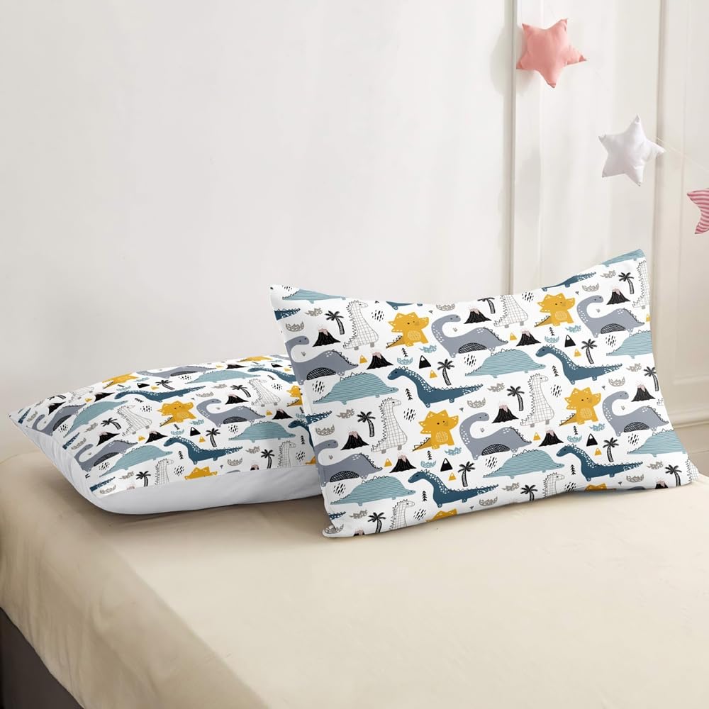 Set Biancheria Da Letto Per Bambini Con Dinosauro - Copripiumino 135x200 Cm + Federa, Poliestere, Lavabile, Motivo Divertente - Foto 5