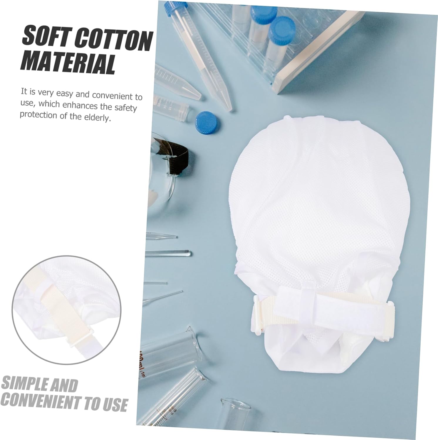 Breathable Glove for Elderly Patients Soft Finger Control Mitts to Prevent Scratching and Self-Injury and Washable for Bedridden Care