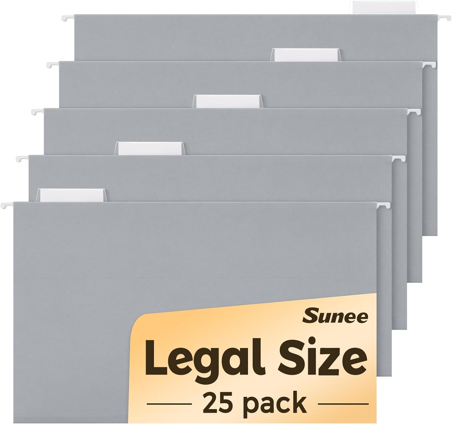 SUNEE Hanging File Folders Legal Size, Gray File Folders 25 Pack 1/5-Cut Tabs, Stay Organized for Your Home and Office Bulk File and Documents