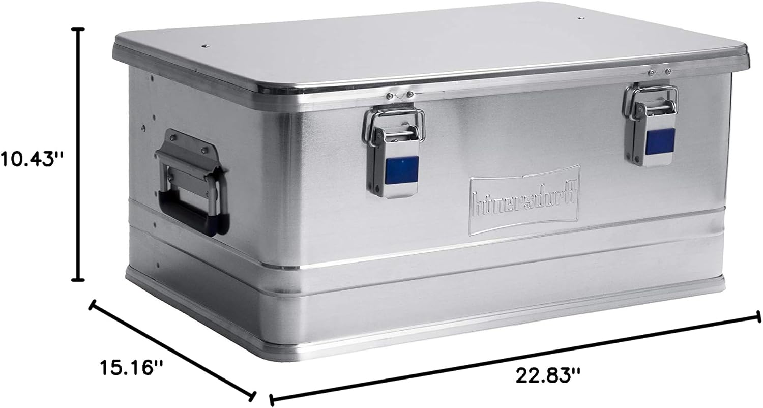 hünersdorff 452150 Aluminium Box Professional 48 Litres Waterproof with Rubber Seal Lightweight Stable Folding Handles Preparation for Locks Silver