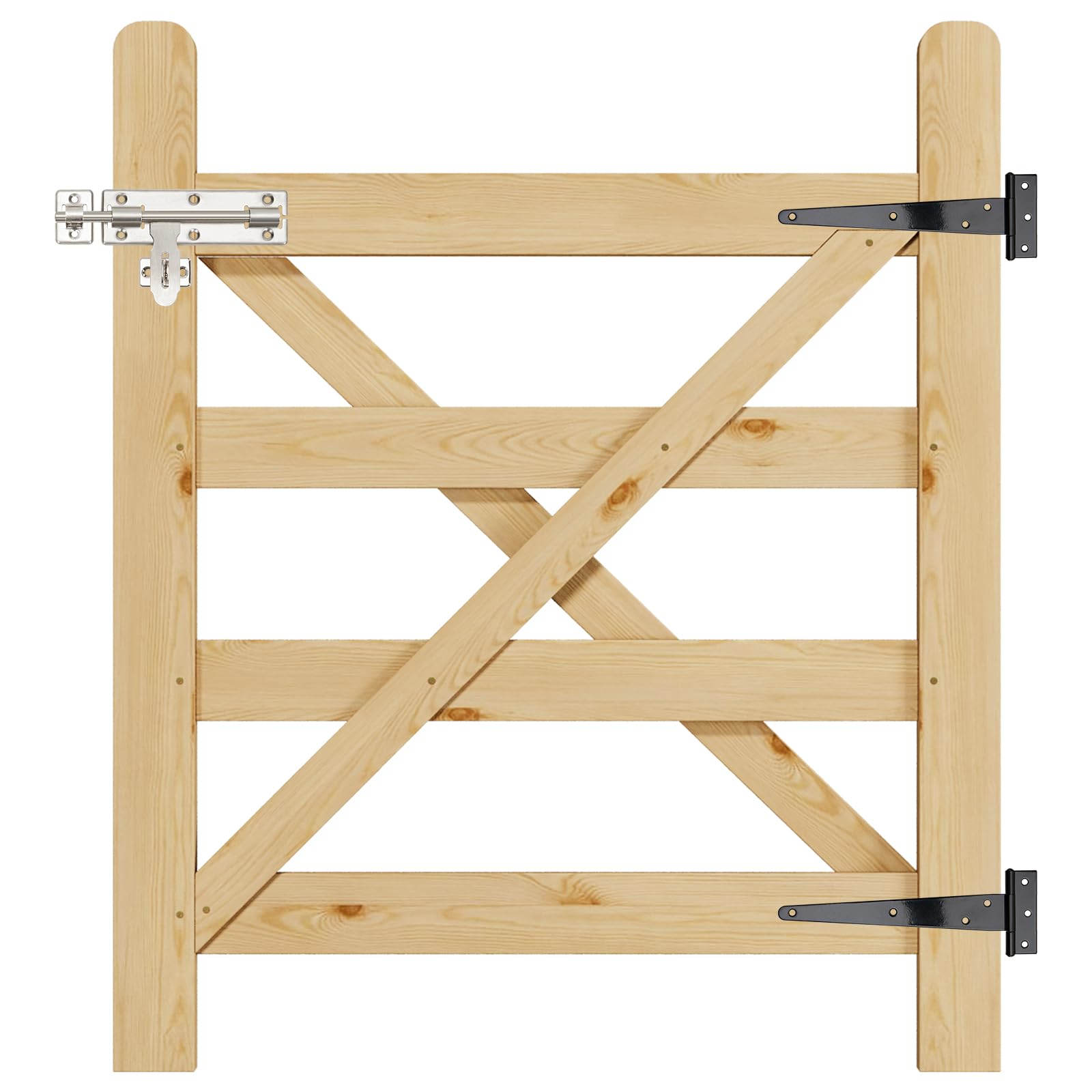 INMOZATA Garden Gate Wooden Pedestrian Gate with Gate Lock and Hinge, 2.5ft Wide x 3ft High (76cm Wide x 90cm High)
