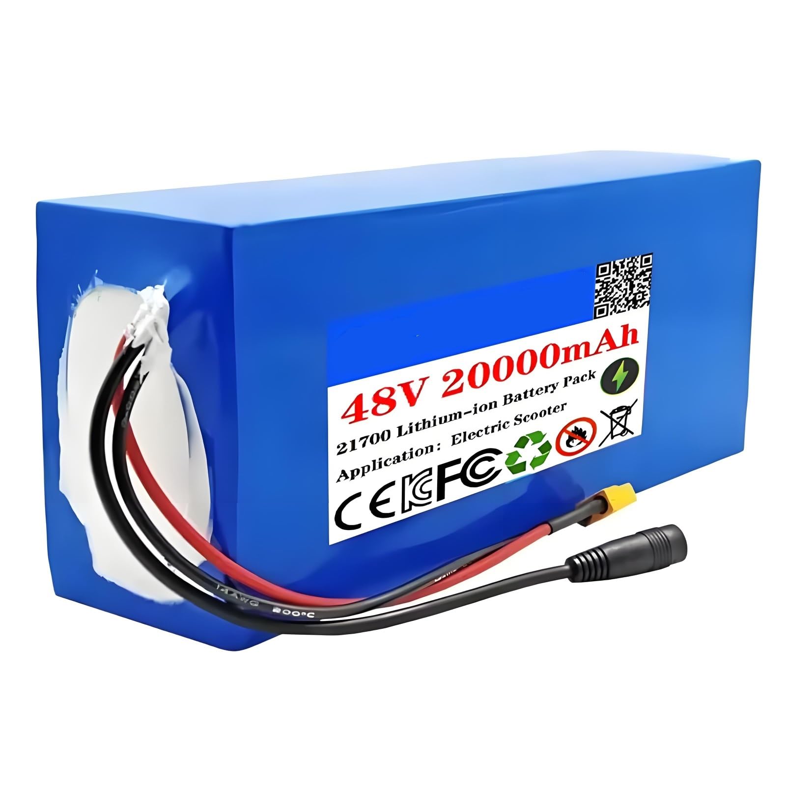 Batería 48V 20Ah 13S4P 21700 Litio Con BMS 30A Para Bicicleta Eléctrica Patinete Moto Eléctrica Silla De Ruedas 285×113×75mm XT60 Cargador 54.6V
