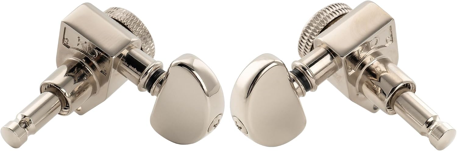 Musiclily Pro R18K 3R3L 18:1 Ratio Full Sealed Locking Machine Heads Tuners Tuning Pegs Keys with Half-Moon Button for Acoustic Electric Guitar, Nickel