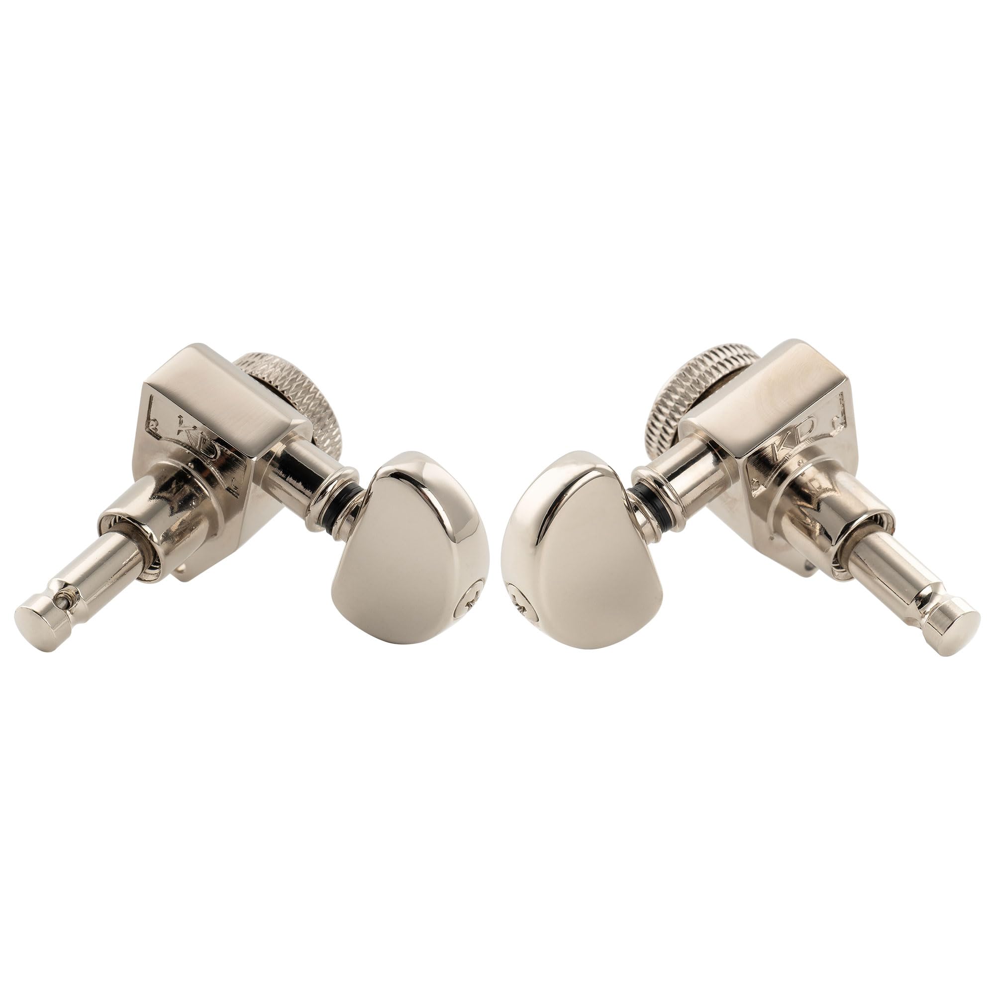 Musiclily Pro R18K 3R3L Set Meccaniche Autobloccanti 18:1 Ratio Locking Tuners con Paletta Mezza Luna Vite 90° per Chitarra Elettrica Acustica, Nickel