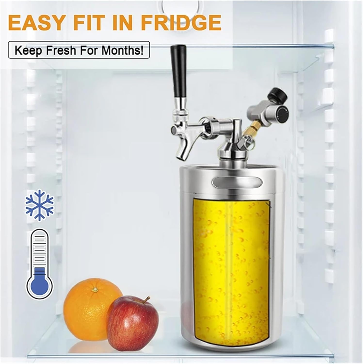 Brewing accessories Beer Keg Growler, 2L/3.6L/4L/5L Craft Beer Barrel Mini Casks,Portable Beer Carbonated Dispensing Container for BBQ/Brewing Party Brewing accessories(2L)