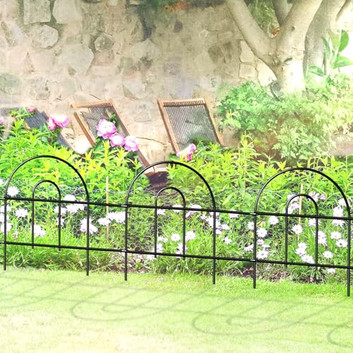 FOREHOGAR Decorative Black Garden Border Fence 18inX50ft Metal Wire Edging Flower Bed Folding Fences Panel Outdoor Garden Fencing Patio Edge Landscape for Yard