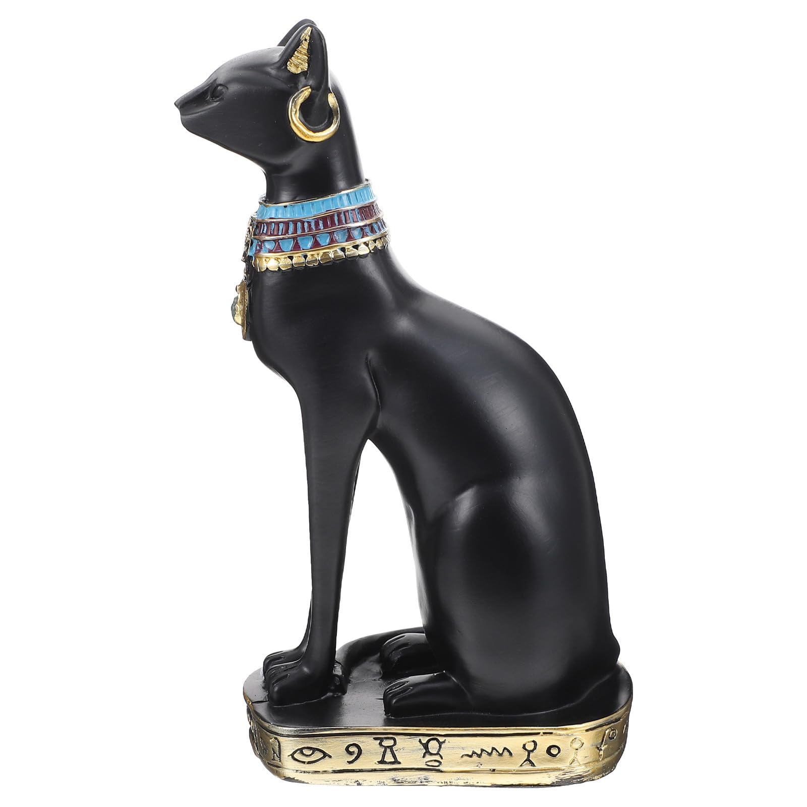 Chat égyptien SHINEOFI en résine noire : une statue élégante pour la décoration de votre salon