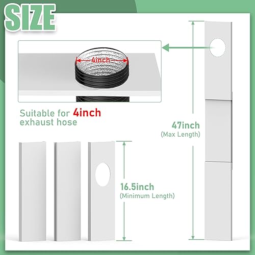 Miniatura 2 de Kit de ventana de ventilación de secadora para manguera de ventilación de secadora de 4 pulgadas, kit de ventilación ajustable para ventanas