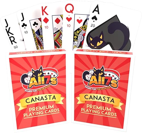 All7s Canasta Card 2 mazos de cartas  Cartas Canasta con valores de puntos en las cartas  Cara grande para personas mayores  Juego de cartas Canasta