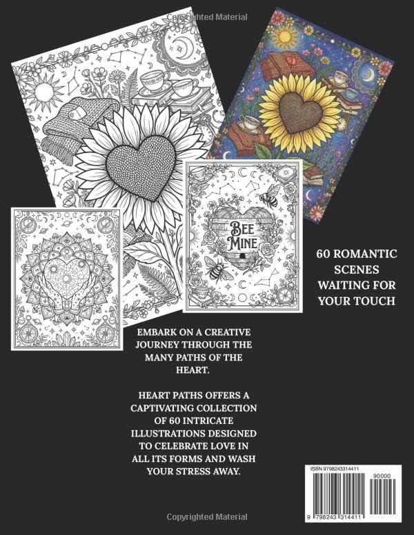 HEART PATHS: A COLORING ROMANCE An Aesthetic Adult and Teens Coloring Book for Stress Relief and Relaxation: 60 Romantic Designs, Heart Patterns, and ... & Celestial Love Arts (A COLORING JOURNEY) image 3