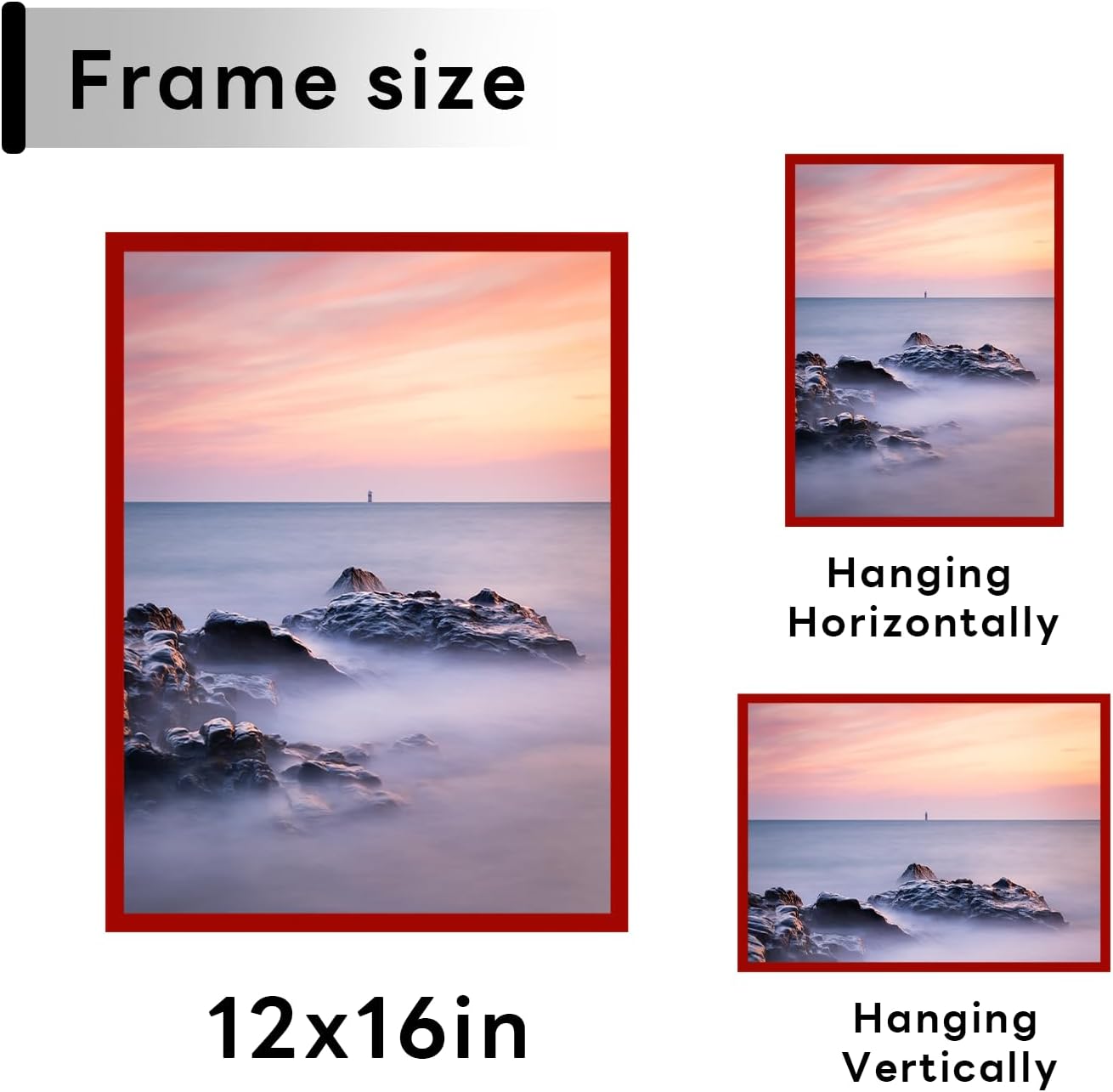 12x16 Metal Picture Frame, 12x16 Aluminum Picture Frame With Acrylic Sheet Covering Wall And Tabletop Display Home Decor, Poster Frame, Wall Hook - Set Of 1, Red