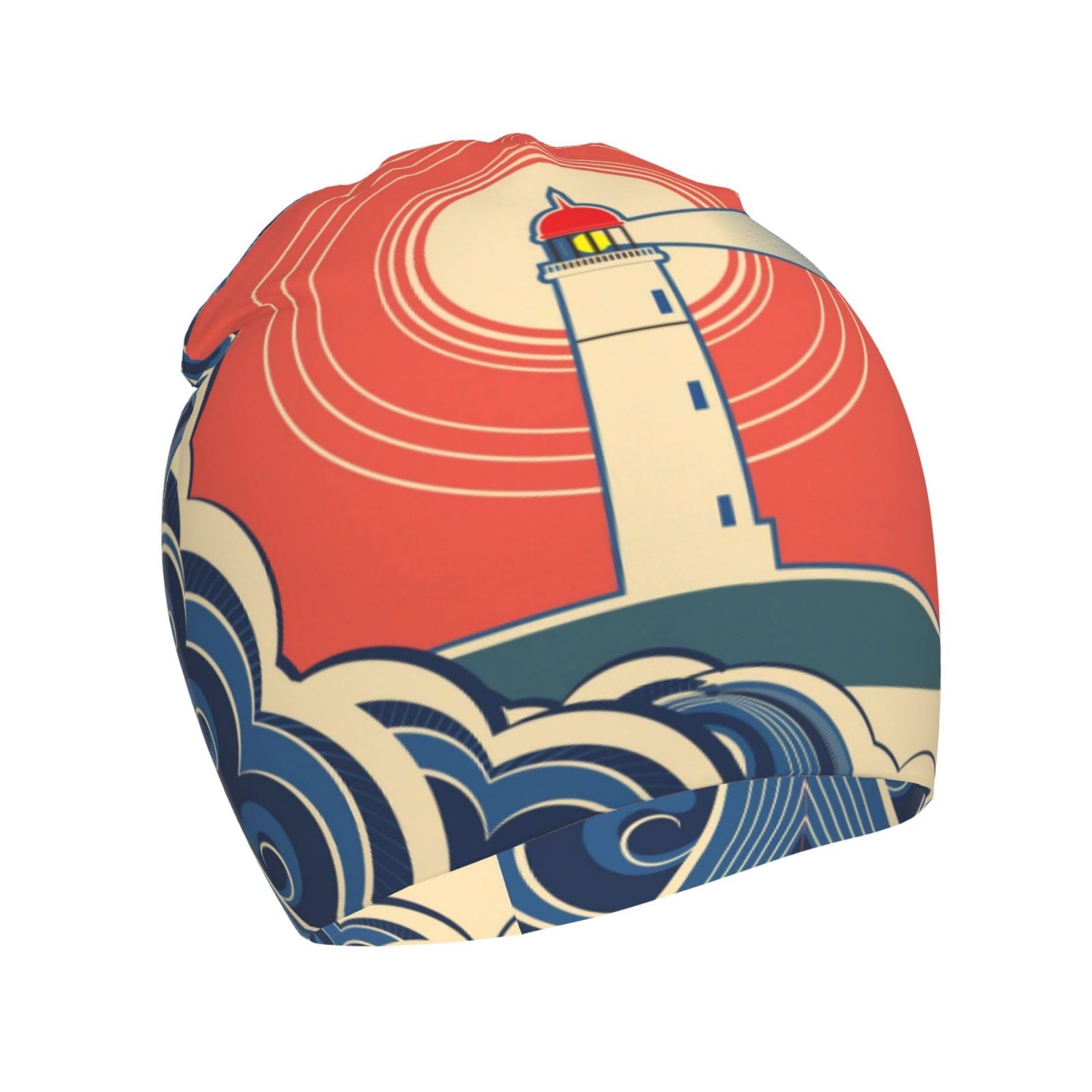 Lighthouse Pattern Kids Beanie Hats Warm Knit Beanie Cap Skull Caps Gifts Decor for Boys Girls White